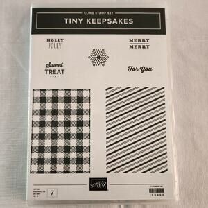 Stampin Up Tiny Keepsakes Rubber Stamp Set 7 Stamps Christmas Buffalo Plaid